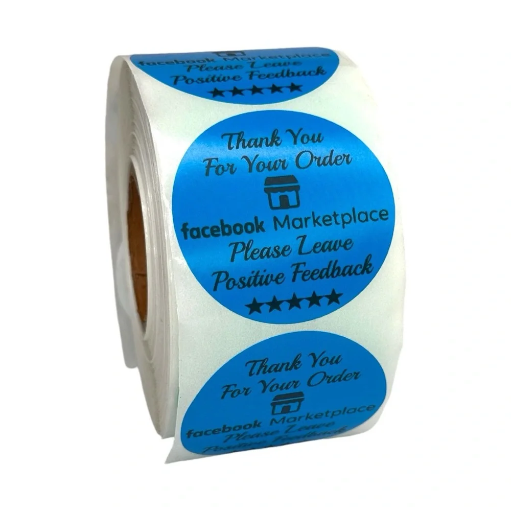 Thank You For Your Facebook Purchase - Stickers / Labels / Seals -2 " ROUND BLUE - Picture 4 of 5